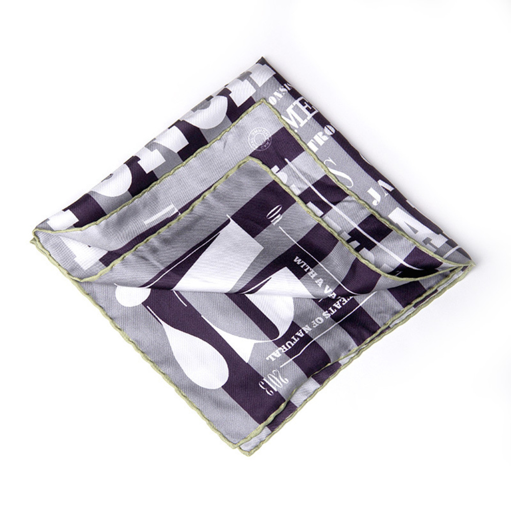 JANE CARR GRAY & NAVY BLUE, WHITE PAISLEY POCKET SQUARE | MENS SIZE 42X42